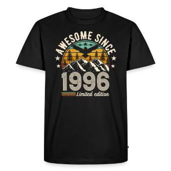 Vintage 1996 Birthday Tee - Men's Premium Organic T-Shirt - black - Front - Nico (187cm)
