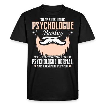 Barbe Humour Psychologue Barbu - T-shirt Premium bio Homme - noir - Devant - Nico (187cm)