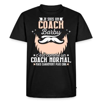 Barbe Humour Coach Barbu - T-shirt Premium bio Homme - noir - Devant - Nico (187cm)