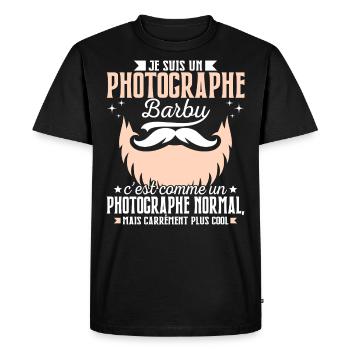 Barbe Humour Photographe Barbu - T-shirt Premium bio Homme - noir - Devant - Nico (187cm)