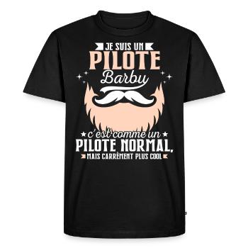 Barbe Humour Pilote Barbu - T-shirt Premium bio Homme - noir - Devant - Nico (187cm)