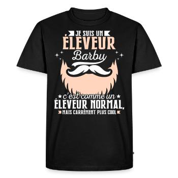 Barbe Humour Éleveur Barbu - T-shirt Premium bio Homme - noir - Devant - Nico (187cm)