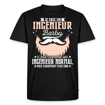 Barbe Humour Ingénieur Barbu - T-shirt Premium bio Homme - noir - Devant - Nico (187cm)