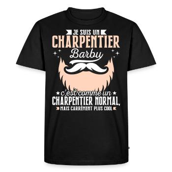 Barbe Humour Charpentier Barbu - T-shirt Premium bio Homme - noir - Devant - Nico (187cm)