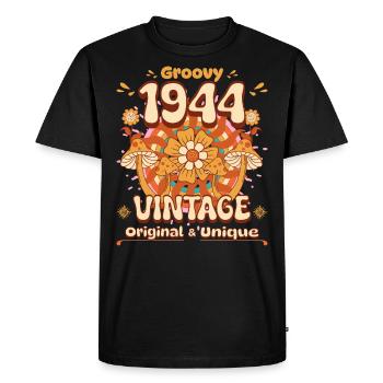 Vintage Year 1944 Birthday Woman 80 Years Old - Men's Premium Organic T-Shirt - black - Front - Nico (187cm)