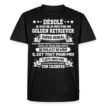 Pris Par Un Golden Retriever Super Génial Chien - T-shirt Premium bio Homme - noir - Devant - Nico (187cm)