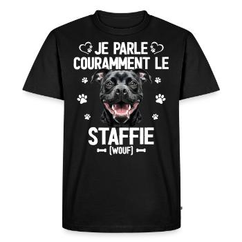 Parler Le Staffie Cadeau Humour Chien Staffie - T-shirt Premium bio Homme - noir - Devant - Nico (187cm)