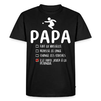 Père Bouliste Humour Pétanqueur Papa Pétanque - T-shirt Premium bio Homme - noir - Devant - Nico (187cm)