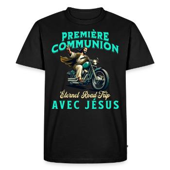 Jésus Humour Première Communion 1ère Communion - T-shirt Premium bio Homme - noir - Devant - Nico (187cm)