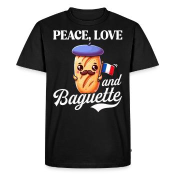 Peace, Love and Baguette, Proud to Be French - Men's Premium Organic T-Shirt - black - Front - Nico (187cm)