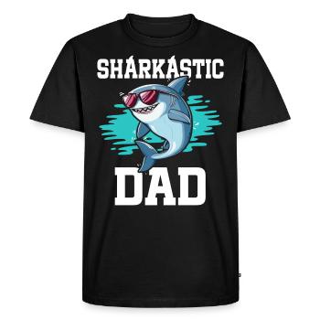 Sharkastic Father Shark Joke Sarcastic Dad - Men's Premium Organic T-Shirt - black - Front - Nico (187cm)