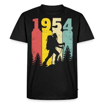 Retro Year 1954 Hiker 70 Years Anniversary - Men's Premium Organic T-Shirt - black - Front - Nico (187cm)