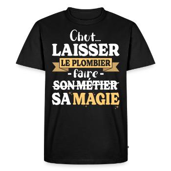 Plombier Fait Sa Magie Humour Plombier - T-shirt Premium bio Homme - noir - Devant - Nico (187cm)