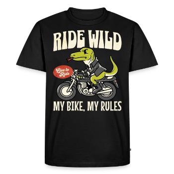 Humor Man Biker Fan Motorcycles - Men's Premium Organic T-Shirt - black - Front - Nico (187cm)
