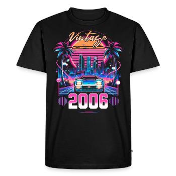 Synthwave Retro 18th Anniversary 2006 - Men's Premium Organic T-Shirt - black - Front - Nico (187cm)