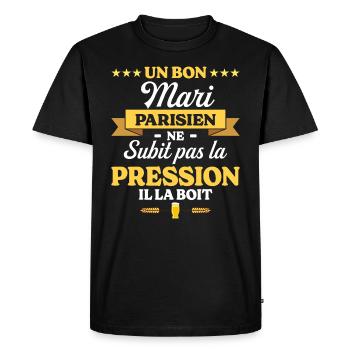 Mari Parisien Compagnon Humour Mari - T-shirt Premium bio Homme - noir - Devant - Nico (187cm)