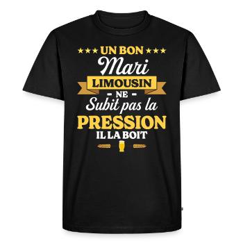 Mari Limousin Compagnon Humour Mari - T-shirt Premium bio Homme - noir - Devant - Nico (187cm)