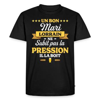 Mari Lorrain Compagnon Humour Mari - T-shirt Premium bio Homme - noir - Devant - Nico (187cm)