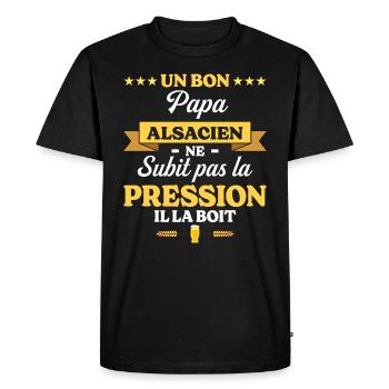 Papa Alsacien Ne Subit Pas La Pression Humour Papa - T-shirt Premium bio Homme - noir - Devant - Nico (187cm)