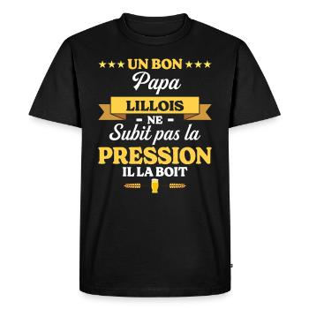 Papa Lillois Ne Subit Pas La Pression Humour Papa - T-shirt Premium bio Homme - noir - Devant - Nico (187cm)