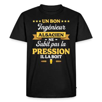 Ingénieur Alsacien Humour Génie - T-shirt Premium bio Homme - noir - Devant - Nico (187cm)