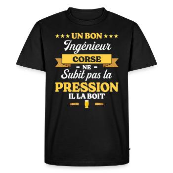 Ingénieur Corse Humour Génie - T-shirt Premium bio Homme - noir - Devant - Nico (187cm)