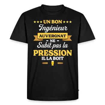 Ingénieur Auvergnat Humour Génie - T-shirt Premium bio Homme - noir - Devant - Nico (187cm)