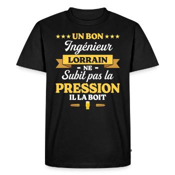 Ingénieur Lorrain Humour Génie - T-shirt Premium bio Homme - noir - Devant - Nico (187cm)