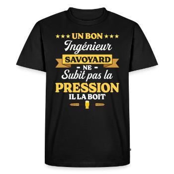 Ingénieur Savoyard Humour Génie - T-shirt Premium bio Homme - noir - Devant - Nico (187cm)