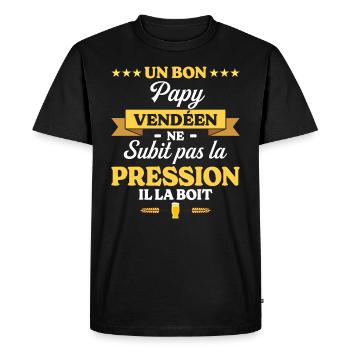 Papy Vendéen Grand-Père Humour Papy - T-shirt Premium bio Homme - noir - Devant - Nico (187cm)