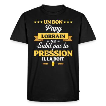 Papy Lorrain Grand-Père Humour Papy - T-shirt Premium bio Homme - noir - Devant - Nico (187cm)