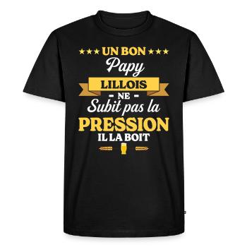 Papy Lillois Grand-Père Humour Papy - T-shirt Premium bio Homme - noir - Devant - Nico (187cm)