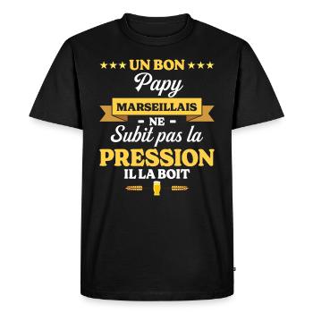 Papy Marseillais Grand-Père Humour Papy - T-shirt Premium bio Homme - noir - Devant - Nico (187cm)