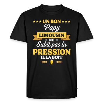 Papy Limousin Grand-Père Humour Papy - T-shirt Premium bio Homme - noir - Devant - Nico (187cm)
