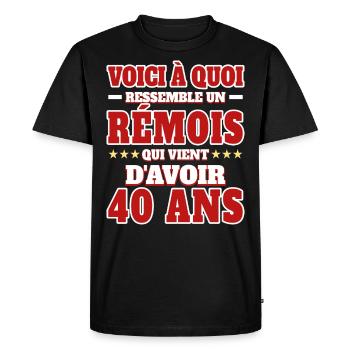 Supporter De Reims Anniversaire 40 Ans - T-shirt Premium bio Homme - noir - Devant - Nico (187cm)