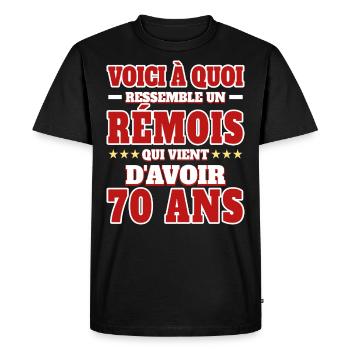 Supporter De Reims Anniversaire 70 Ans - T-shirt Premium bio Homme - noir - Devant - Nico (187cm)
