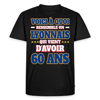 Supporter De Lyon Anniversaire 60 Ans - T-shirt Premium bio Homme - noir - Devant - Nico (187cm)