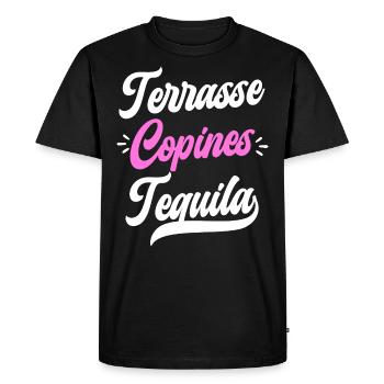 Soirée Femme Terrasse Copines Tequila - T-shirt Premium bio Homme - noir - Devant - Nico (187cm)