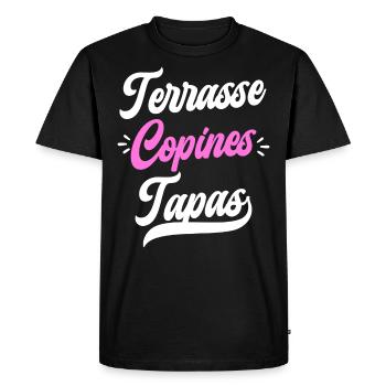 Soirée Femme Terrasse Copines Tapas - T-shirt Premium bio Homme - noir - Devant - Nico (187cm)
