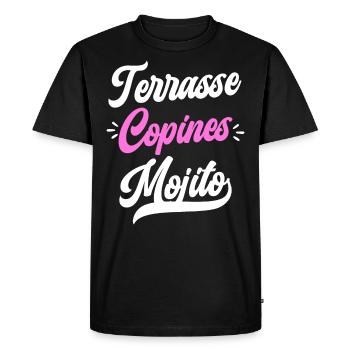 Soirée Femme Terrasse Copines Mojito - T-shirt Premium bio Homme - noir - Devant - Nico (187cm)