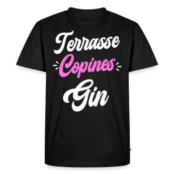 Soirée Amie Femme Terrasse Copines Gin - T-shirt Premium bio Homme - noir - Devant - Nico (187cm)