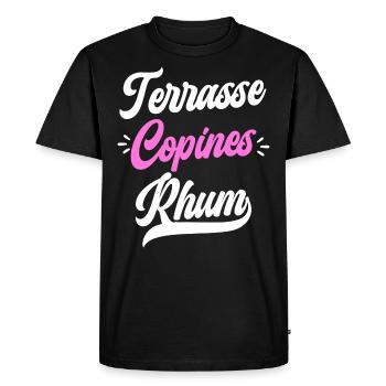 Soirée Amie Femme Terrasse Copines Rhum - T-shirt Premium bio Homme - noir - Devant - Nico (187cm)