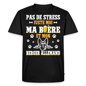 Humour Bière Papa Chien Berger Allemand - T-shirt Premium bio Homme - noir - Devant - Nico (187cm)