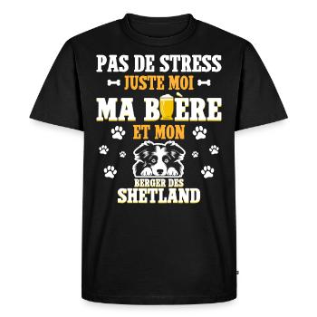 Bière Papa Chien Berger Des Shetland - T-shirt Premium bio Homme - noir - Devant - Nico (187cm)