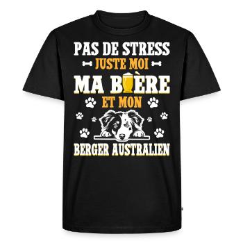 Bière Papa Chien Berger Australien - T-shirt Premium bio Homme - noir - Devant - Nico (187cm)