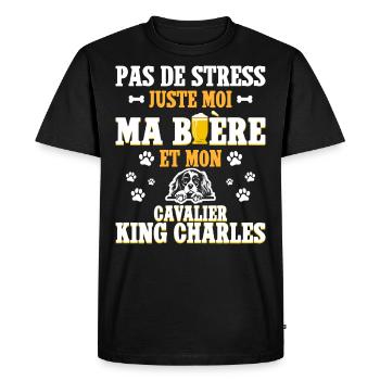 Bière Papa Chien Cavalier King Charles - T-shirt Premium bio Homme - noir - Devant - Nico (187cm)