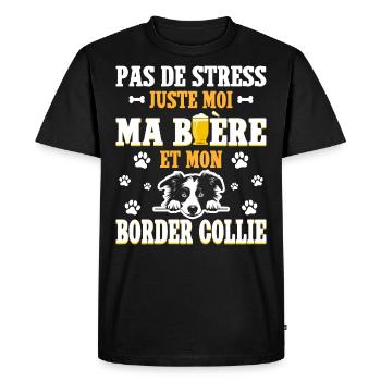 Humour Bière Papa Chien Border Collie - T-shirt Premium bio Homme - noir - Devant - Nico (187cm)