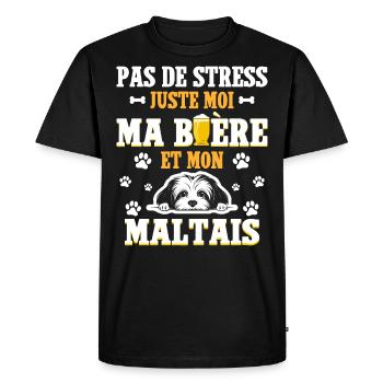 Humour Apéro Bière Papa Chien Maltais - T-shirt Premium bio Homme - noir - Devant - Nico (187cm)
