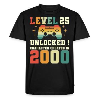 Niveau 25 Anniversaire Gamer 25 Ans - T-shirt Premium bio Homme - noir - Devant - Nico (187cm)