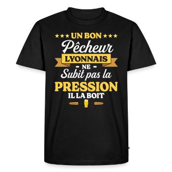 Pêcheur Lyonnais Lyon Humour Pêche - T-shirt Premium bio Homme - noir - Devant - Nico (187cm)